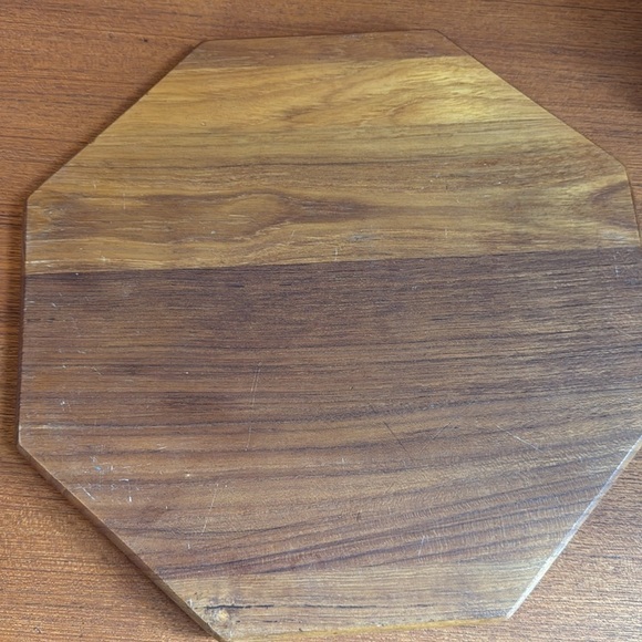 70's Footed teak Wood Cheese and Charcuterie Board with Ceramic Inlay teak - Picture 5 of 5